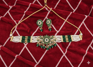 Designer High Gold Polish Fancy Style Antique Jewellery <b>Beaded</b> Choker Necklace <b>Set</b> Beautiful Party Wear Traditional Design - Product Image 5