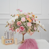 Boule de fleurs artificielles DKB Factory à bas prix, hydrangea en soie verte et plante, centre de table floral de 50 cm pour la décoration de mariage et de fête