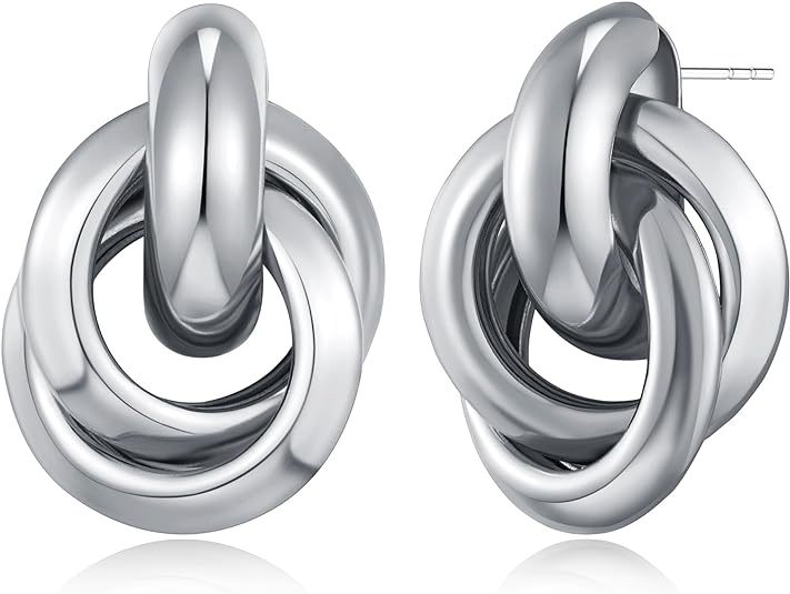 A-276Orecchini a croce geometrica a doppio strato in argento