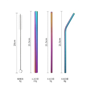 Wholesale <b>Reusable</b> Metal Drinking <b>Straws</b> 304 Stainless Steel Sturdy Straight <b>Straw</b> with Cleaning Brush Bar Party Accessory - Product Image 5