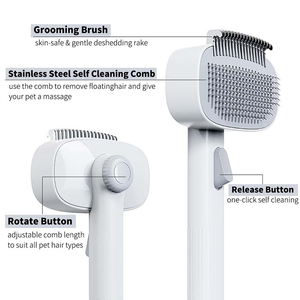 Spazzola per toelettatura 2 in 1 per cani e gatti con pulsante di rilascio, pettine districante e rimuovi-pelo per animali a pelo lungo e corto - Product Image 5