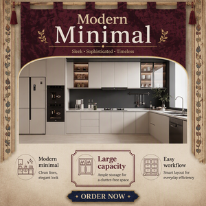 Mobili da <span class=keywords><strong>Cucina</strong></span> Modulari Stile Mid-Century in Legno Massello Noce Caldo con Chiusura Ammortizzata Senza Telaio <span class=keywords><strong>Dimensioni</strong></span> Personalizzabili - Product Image 4