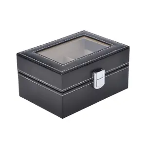 Custom Logo Luxury Packaging Watch Box Display Pu Leather Inside Black Wooden Watch Gift Case For Travel Watch Boxes