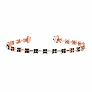 Pulsera de tenis vintage de oro rosa de 14K con diamantes negros de talla brillante redonda para compromiso o boda - Product Image 2