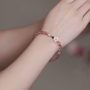Fashion Peach Strawberry Crystal Agate Beads <b>Bracelet</b> Vintage Peach Blossom <b>Beaded</b> <b>Bracelets</b> Sweet Hand Accessories for Women - Product Image 5