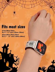 Correa de Reloj de Silicona con Diseño de Calabaza para <span class=keywords><strong>Apple</strong></span> Watch Serie 10, Correa de Goma con Grabado de Halloween, 42mm 46mm - Product Image 5