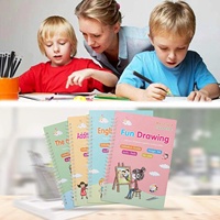 Grande taille numéro Alphabet dessin écriture manuscrite réutilisable 4 pièces cahier de pratique magique pour enfants avec stylos