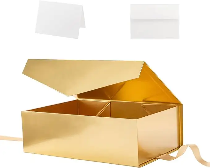 Grande boîte d'emballage cadeau pliable magnétique rigide personnalisée blanc mat conception personnalisée carton de papier recyclable d'estampage de feuille d'or