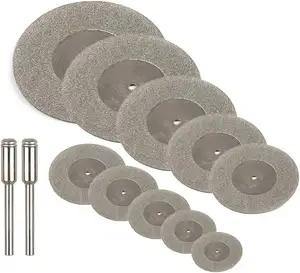 10Pcs Assorted Pequeno Diamante Roda De Corte com Mandril Cutoff Disco Blades Rotary Cutter Tool Kit para o Metal Stone Tile