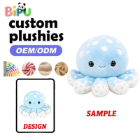 Fabricant OEM de jouets en peluche personnalisés : Pieuvre bleue avec logo brodé, en tissu polyester/nylon ultra doux et rembourrage en coton PP anti-stress