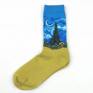 Vente en gros nouveauté artistique <span class=keywords><strong>Van</strong></span> <span class=keywords><strong>Gogh</strong></span> peinture chaussettes hommes unisexe drôle Art graphique coton chaussettes d'équipage - Product Image 2