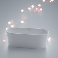 Baignoire autoportante ovale moderne en acrylique épais de qualité CE, de couleur blanche, avec drain