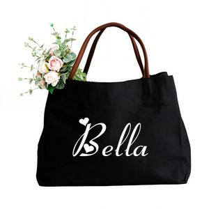 Bolsa de Mano para Damas de Honor con Nombre, Bolsa de Playa de Lona Personalizada, Bolsas de Regalo de Bienvenida para Bodas para Mujeres e Invitados - Product Image 2