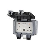 Boîtier de prise étanche et ignifuge Guoguang SNW-2AM IP66 pour extérieur, avec prise européenne et multiprise de charge USB 2A/2C 16A