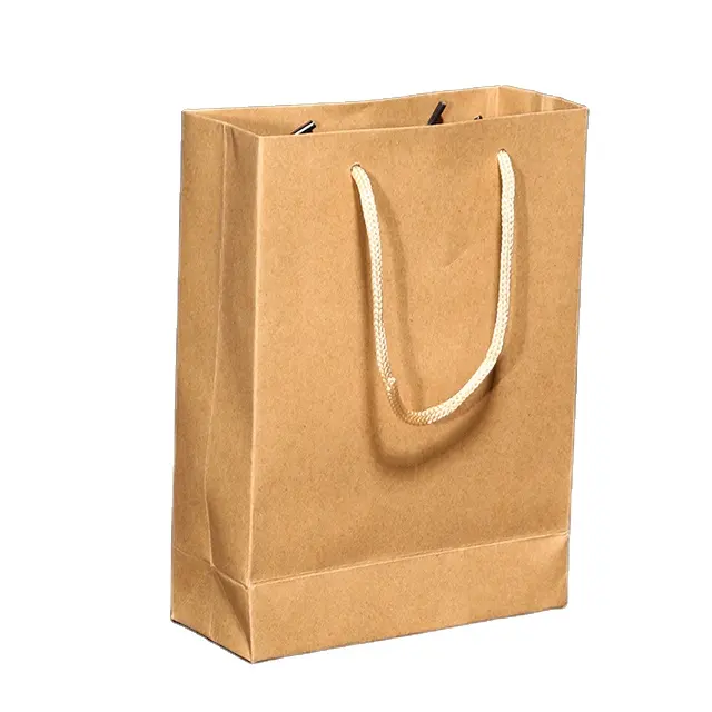 Logo kustom tas kertas mewah buatan tangan kecil bentuk kemasan kraft tas hadiah lipat