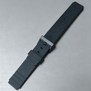 Bracelet de montre en caoutchouc souple et étanche avec boucle métallique, ultra-fin, de remplacement, 16 mm, extrémité incurvée, noir - Product Image 3