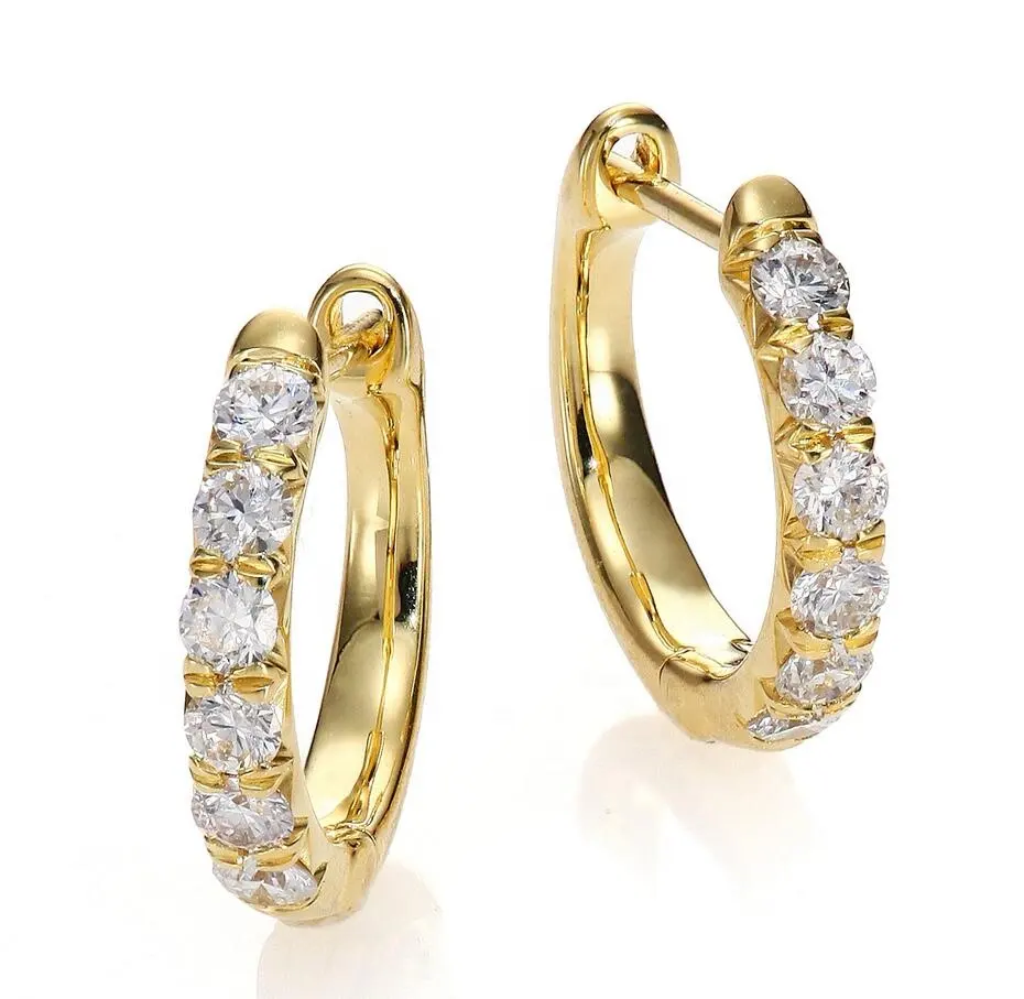 Full Custom 14K Gold Plated Hoop Earrings Women Jewelry 925 Sterling Silver Hoop Earrings