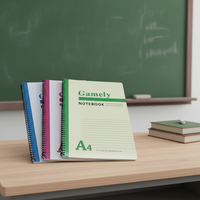 Cahier à spirales A4 avec couverture en papier, cahier d'exercices pour étudiants et enfants avec 80 feuilles
