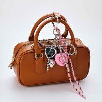 Porte-clés Cœur OEM en Alliage avec Impression UV, Design Sécurité Vintage Tendance, Breloque de Sac à Main pour Femmes
