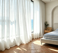 Voilages en Faux Lin, Rideaux Semi-Occultants pour Chambre, Balcon, Salon, Style Bois Japonais