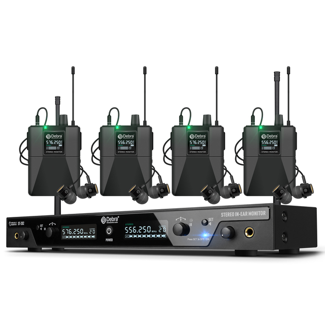 ST-202 Professional Drummer Metronome Audio Monitoring System Wireless 4-Channel In-Ear Monitor Mono/Stereo UHF IEM for