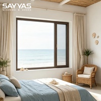 Ventana Abatible de Madera Revestida de Aluminio Sayyas W-FL95-IW, Tamaño Personalizado, con Vidrio Laminado y Protección UV para Residencias de Lujo