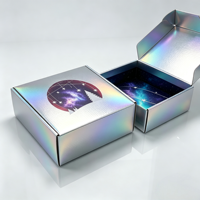 Boîte d'expédition brillante personnalisée avec logo fournisseur, boîte en carton ondulé imprimée couleur laser arc-en-ciel pour emballage cadeau cosmétique