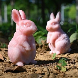 Venta al por Mayor de Ópalo Rosa Natural Tallado en Forma de Conejo, Artesanía de Piedra Feng Shui para Decoración del Hogar - Product Image 1