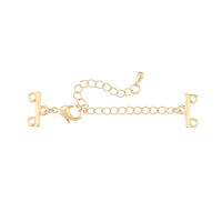 Chaîne d'extension en laiton plaqué or 14 carats pour la fabrication de bijoux DIY, double rangée, pour colliers et bracelets, avec fermoir mousqueton