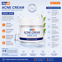 Crème contre l'acné Akaril 50g à l'acide salicylique pour éliminer les éruptions cutanées, resserrer les pores, atténuer les cicatrices, réparer la barrière cutanée, hydratant quotidien