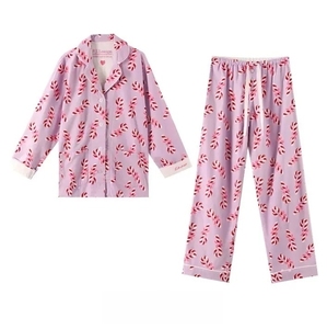 Bộ đồ ngủ nữ 100% <span class=keywords><strong>cotton</strong></span> hữu cơ, có thun lưng, tay dài, chất liệu satin, logo phía trước - dành cho mùa xuân, thu, đông - hỗ trợ giao hàng nhanh - Product Image 5