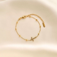 Gelang Salib Stainless Steel Wanita Terlaris, Mewah Terjangkau, Zirkon Minimalis, Perhiasan Gaya Ins