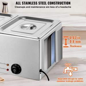 DB Wholesale 18QT <b>Commercial</b> Electric Food Warmer 2-Pan Countertop Buffet Bain Marie <b>Fryer</b> - Product Image 5