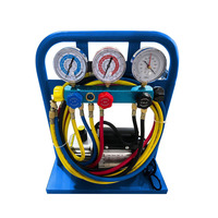 Kit de remplissage de réfrigérant pour climatiseur, station de charge, pompe à vide double étage 3CFM et manomètre à 5 vannes avec jauge de vide