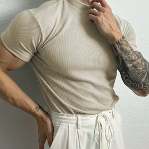 Мужская Новая летняя облегающая футболка с коротким рукавом в изысканном и зрелом стиле. - Product Image 1