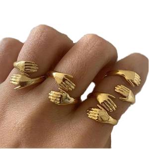 트렌디 한 힙합 스테인레스 스틸 보석 개인 보석 티타늄 스틸 허그 영원 밴드 반지 - Product Image 1