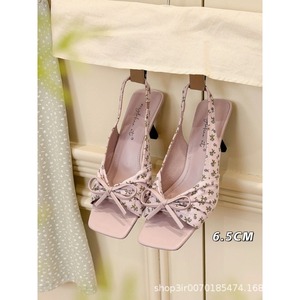 <span class=keywords><strong>Sandali</strong></span> Eleganti da <span class=keywords><strong>Donna</strong></span> Stile Fata con Fiocco Floreale Francese, Tacco a Spillo 6-8cm, Punta Quadrata Aperta, <span class=keywords><strong>Taglie</strong></span> <span class=keywords><strong>Grandi</strong></span>, Collezione Estate 2026 - Product Image 2