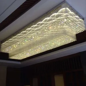 Büyük boy kare özelleştirilmiş Modern LED parlaklık K9 mühendisliği büyük fuaye büyük otel kristal avize