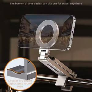 Support de téléphone pliable magnétique en alliage d'aluminium 360° ° Support rotatif pour vidéo Android (bureau, avion, <span class=keywords><strong>train</strong></span>) - Product Image 2