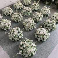 B1515 Décoration de table de mariage, fleurs artisanales en soie, petites boules de fleurs, centre de table de mariage, arrangements floraux, boule de roses blanches