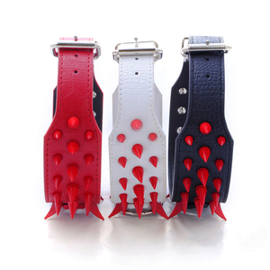 ビッグドッグレザーカラーとリードリーシュセットプロングコーンコンバットスパイクワイドペット用 - Product Image 5