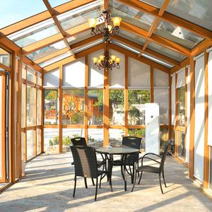 Véranda en aluminium et bois à double vitrage Low-E, toit transparent pour villa, design contemporain - Product Image 1