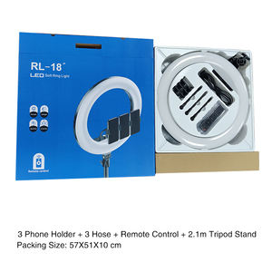 Tianmei – Anneau lumineux 18 <span class=keywords><strong>pouces</strong></span> à <span class=keywords><strong>prix</strong></span> réduit, mode tactile, miroir 45 cm, interrupteur à distance, 480 LED bicolores 3200K-6500K, 3 supports pour téléphone, ABS+PC - Product Image 2