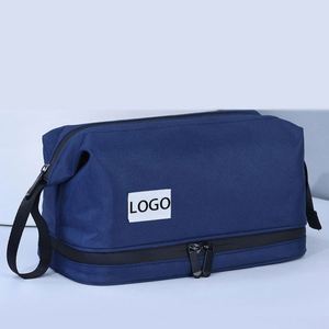 Sac de maquillage imperméable à double couche, sac de rangement portable à main, grande capacité, cosmétiques, articles de toilette, sac de rangement pour hommes - Product Image 1