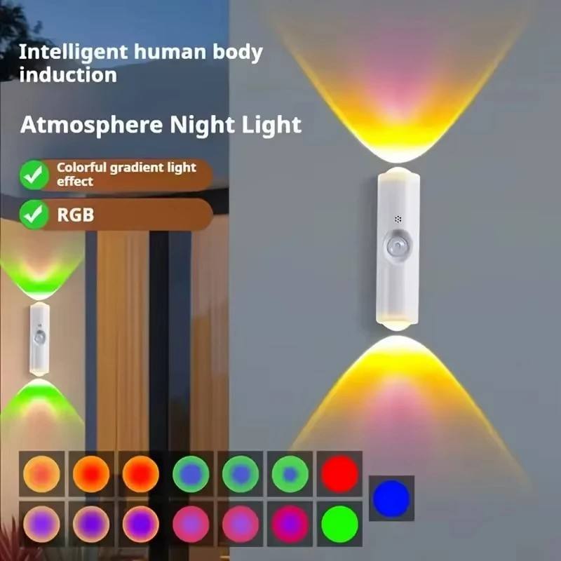 LED Wall Lamp Touch Control Battery Powered Color-Changing Warm Cold White Minimalist Design for Bedroom Night Lighting