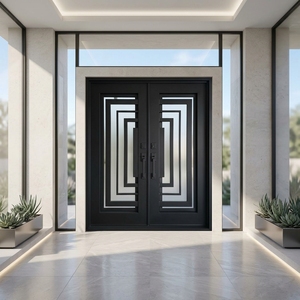 Portes intérieures modernes en fer forgé à ouverture manuelle, surface finie, pour hôtels et villas - Product Image 1