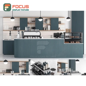 ชั้นวางสินค้ากาแฟดีไซน์ทันสมัย ตกแต่งด้วยไม้โอ๊คธรรมชาติ พื้นที่จัดแสดงเมล็ดกาแฟ ชั้นวางโชว์สำหรับร้านกาแฟ - Product Image 2