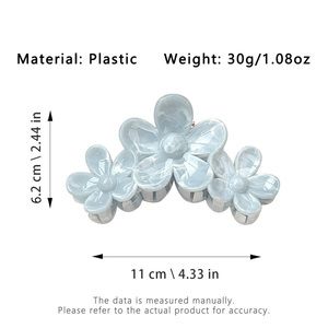 Pince à <span class=keywords><strong>cheveux</strong></span> en plastique grande taille 11 cm/4,33 po, motif fleur fraîche, style pince requin, pour l'arrière de la tête, nouveau style pour femme - Product Image 3