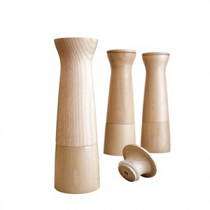 Molinillos de Sal y Pimienta de Madera de Acacia, Recargables, Ecológicos, con Mecanismo de Empuje y Tracción, Acabado Natural, Juego de Tres - Product Image 1