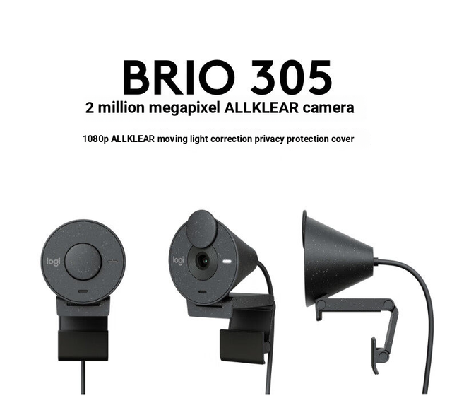 Logitech Brio 305 Business Full HD 1080P Video Conferencing Online Class Video Call Webcam with Microphone and Privacy Shutter